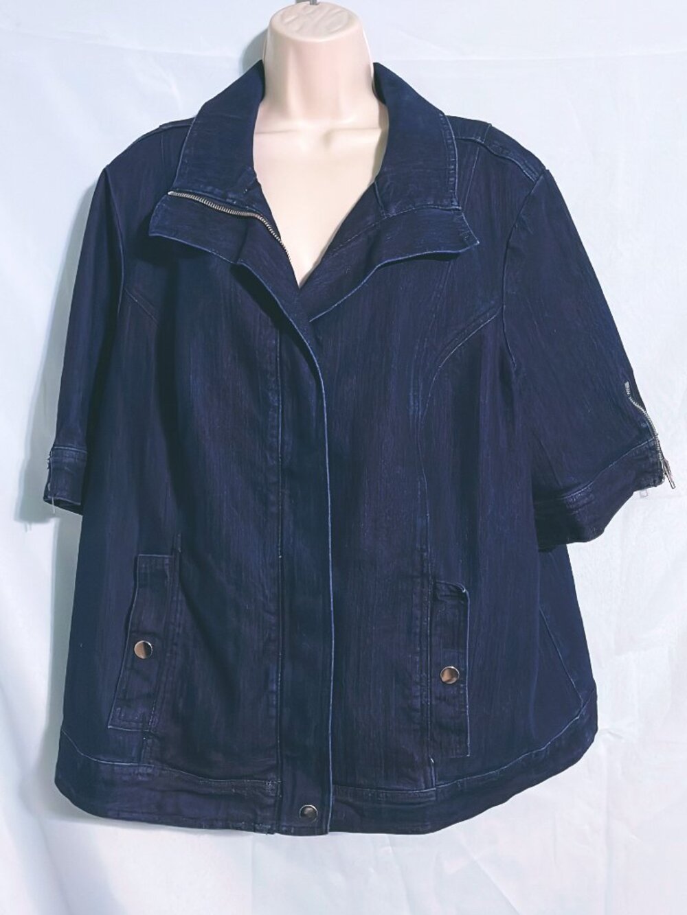 Liz & Me Denim Short Sleeve Jacket Size 1X
